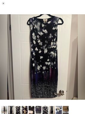 Fuzzi Jean Paul Gaultier Purple Midnight Print Sleeveless Midi Shift Dress L NWT